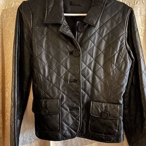 Wilsons Lambskin Leather Black Quilted Jacket